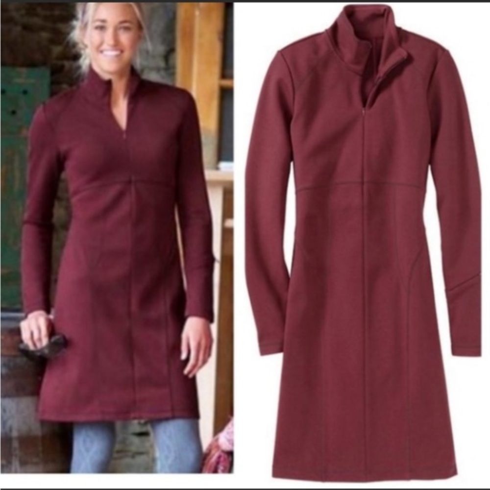 Athletes Cassidy Long Sleeve Quarter Zip Dress Burgundy Size Medium
